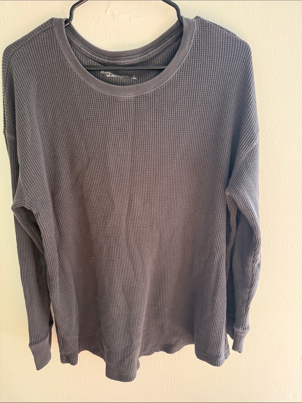 Abercrombie & Fitch Waffle-Knit Long Sleeve - Charcoal Gray